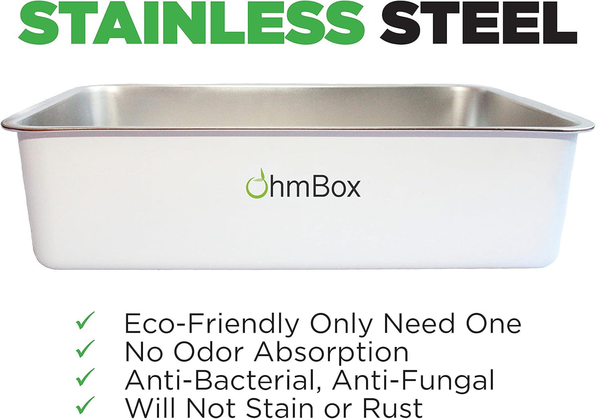 Stainless Steel Cat Litter Box Extra Large White R618