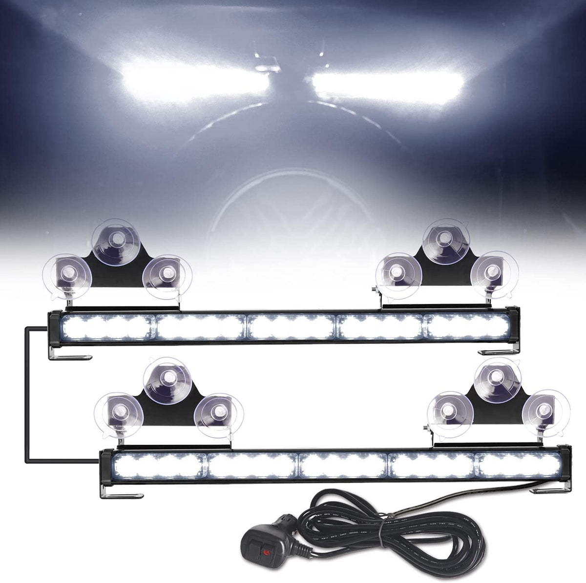 2 in 1 Emergency Flashing LED Traffic Advisor Strobe Light Bar Amber/White Q36165