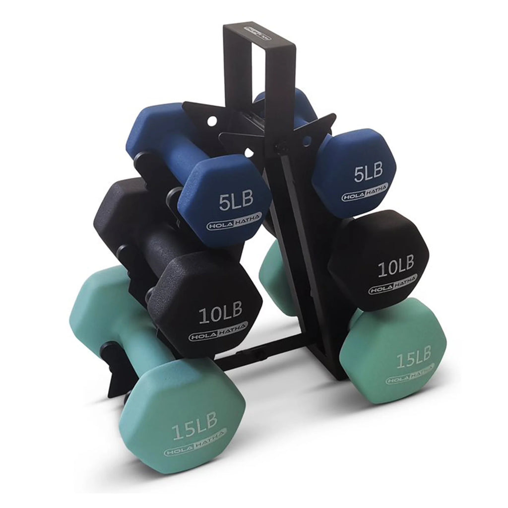 3, 5, and 8 Pound Dumbbell Hand Weight Set with Storage Rack C650486