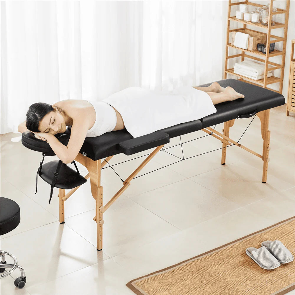 Black Adjustable Folding Massage Bed A813