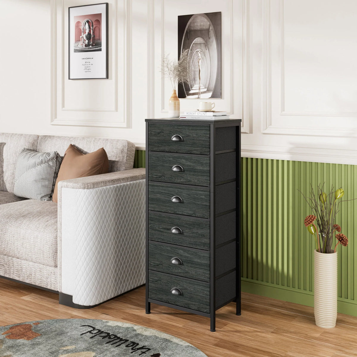 5 Drawer Dresser with Fabric Bins X1756