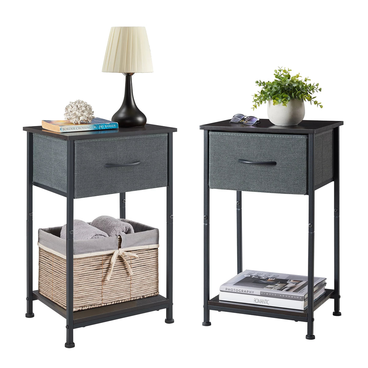 Small Nightstand with Drawer and Storage Shelf T459255