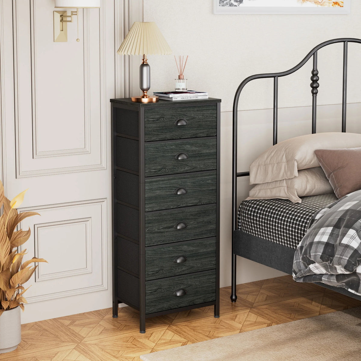 5 Drawer Dresser with Fabric Bins X1756