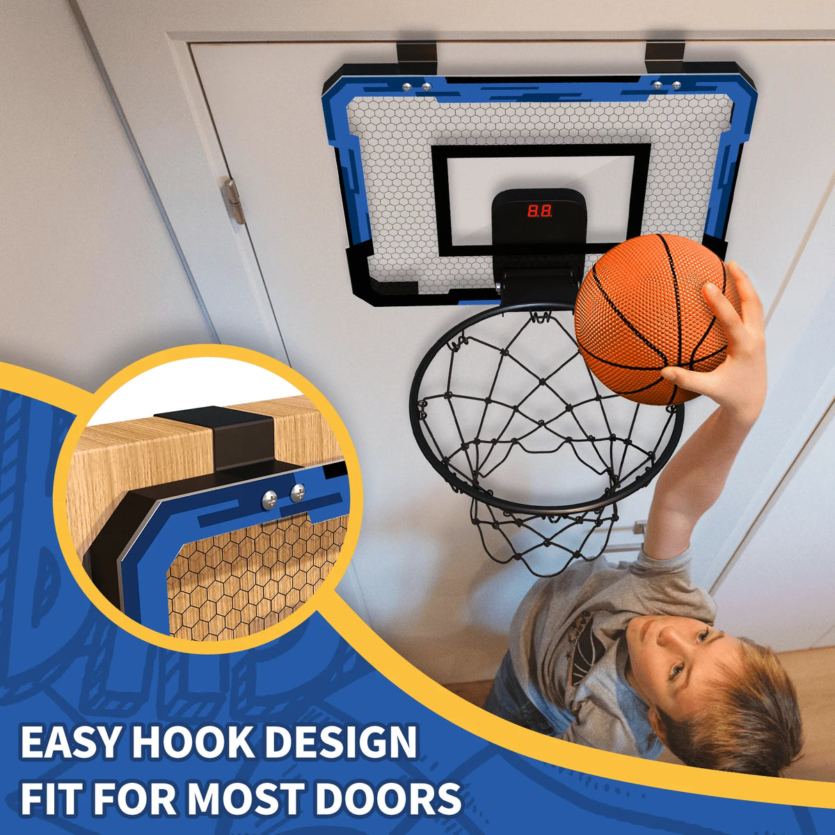 Mini Basketball Hoop with Electronic Scorer and Breakaway Rim Y464247