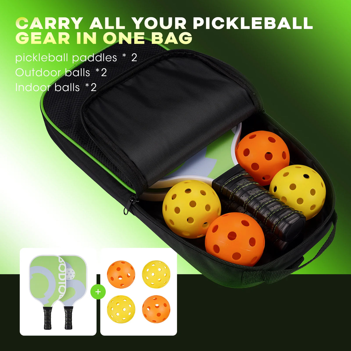 Pickleball Paddle Set with 4 Pickleball Carry Bag Fiberglass T2948