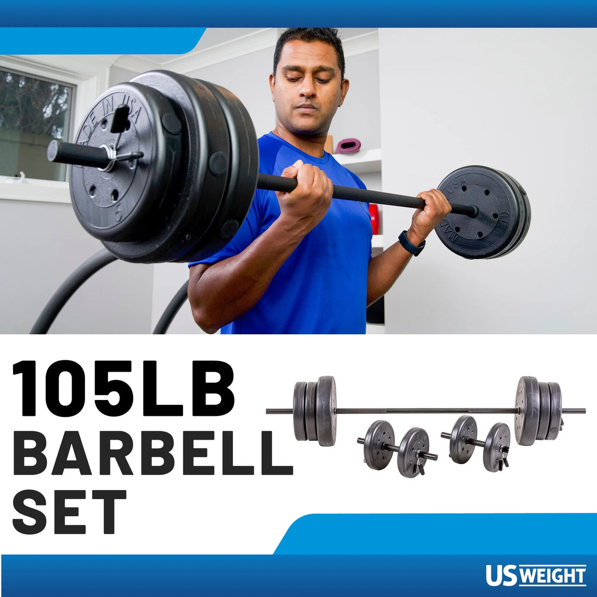 105 lb Barbell and Dumbbell Weight Set with 6-foot Bar Q66567