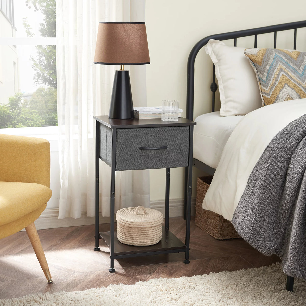 Small Nightstand with Drawer and Storage Shelf T459255