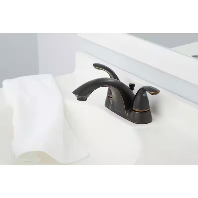 4 in. Double Handle Low-Arc Bathroom Faucet in Bronze B60553
