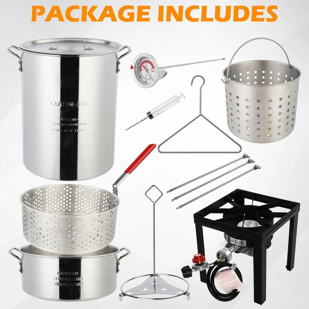 30QT Aluminum Turkey Deep Fryer & 10QT Fish Fryer Kit S734012