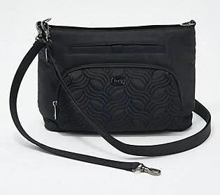 Brushed Black Shoulder Bag with 2 Straps J34757