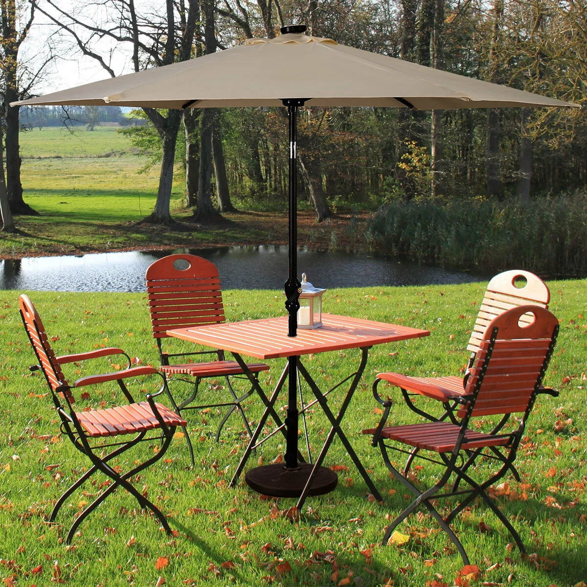 9FT Solar LED Patio Umbrella I151165