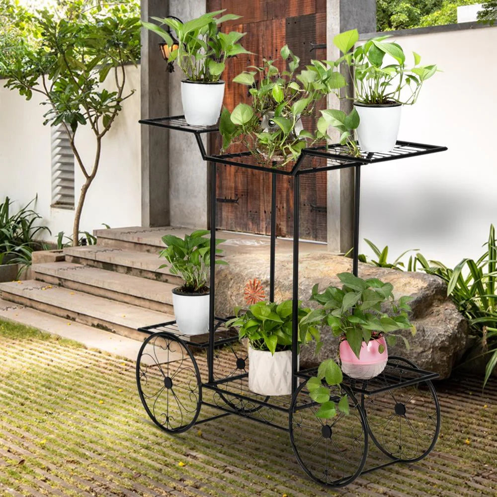 6-Tier Black Metal Plant Stand O64020