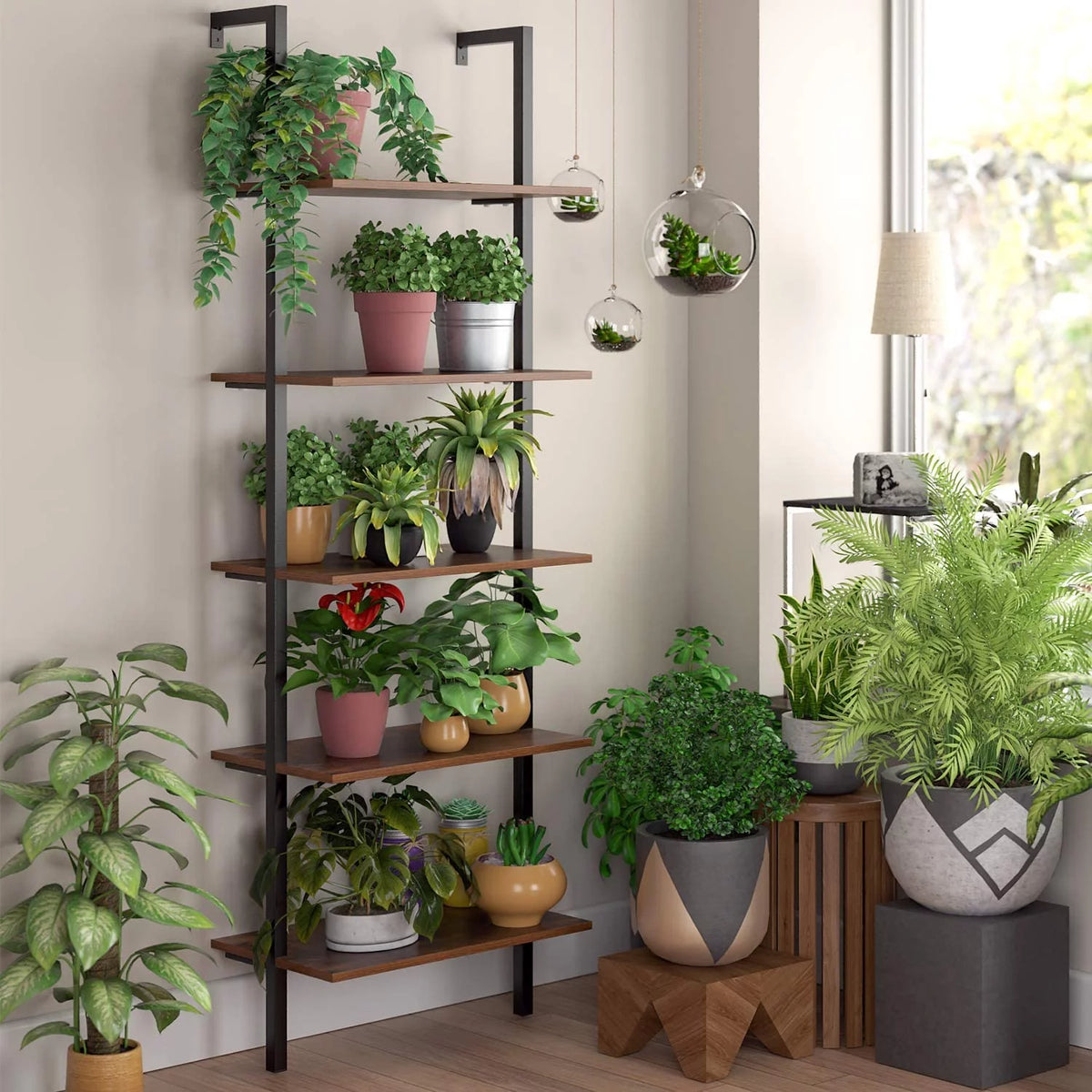 Wall Mounted 5 Tiers Ladder Shelves I648126