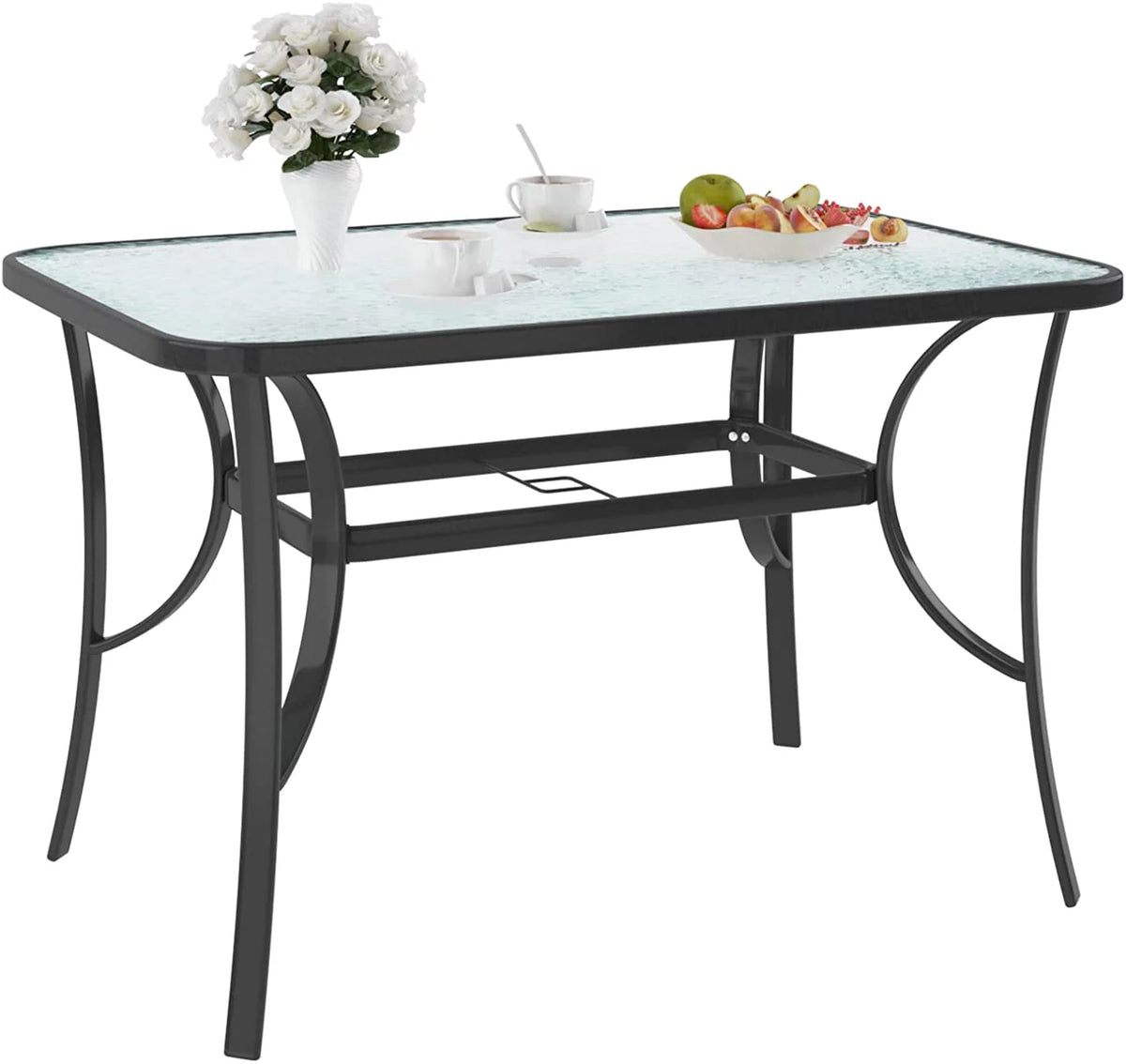 Black 47 inch Tempered Glass Patio Dining Table P984141