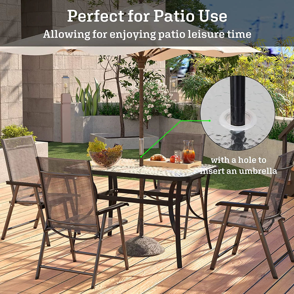 Black 47 inch Tempered Glass Patio Dining Table P984141