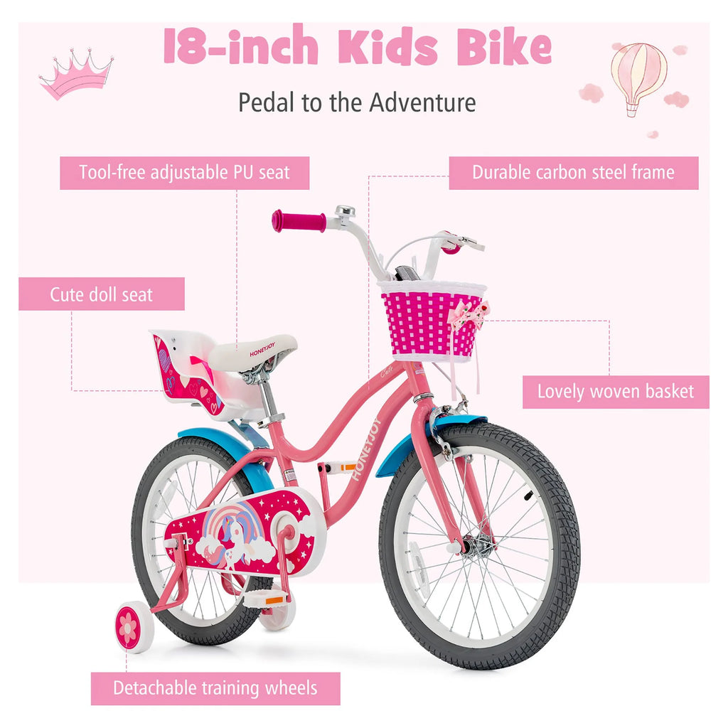18 Inches Kids Bicycle with Training Wheels & Basket L90680