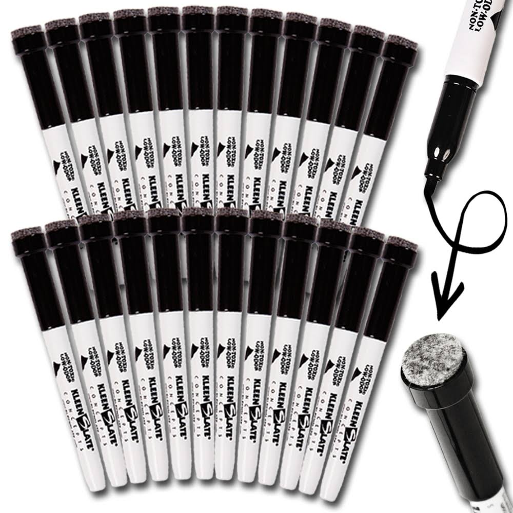 Black Dry-Erase Markers with Erasers, Pack of 24 A192889