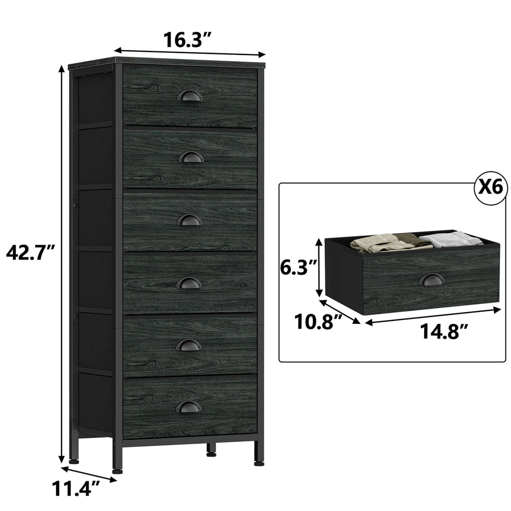 5 Drawer Dresser with Fabric Bins X1756