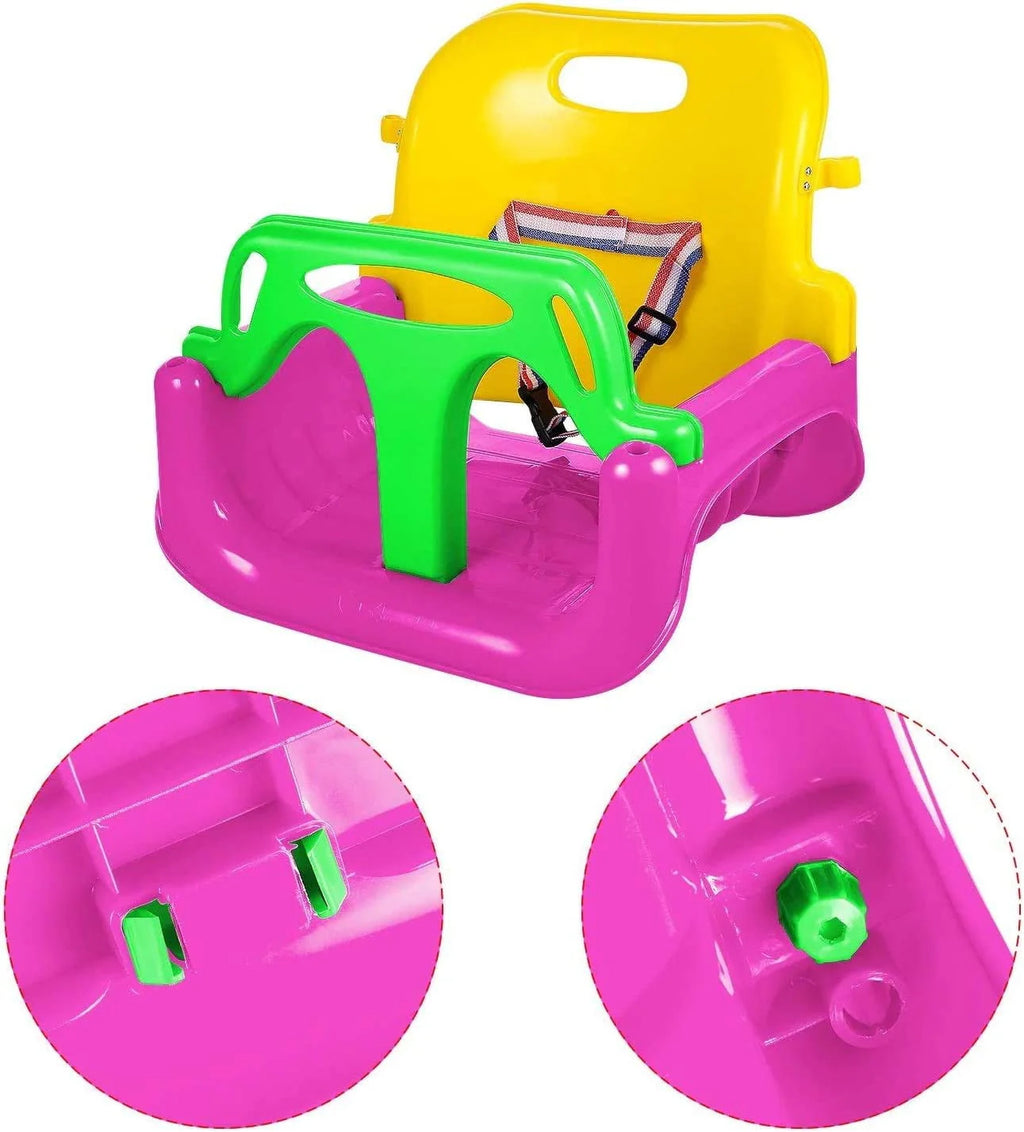 3-in-1 Kids Swing Seat with High Back and T-Bar Light Green N933