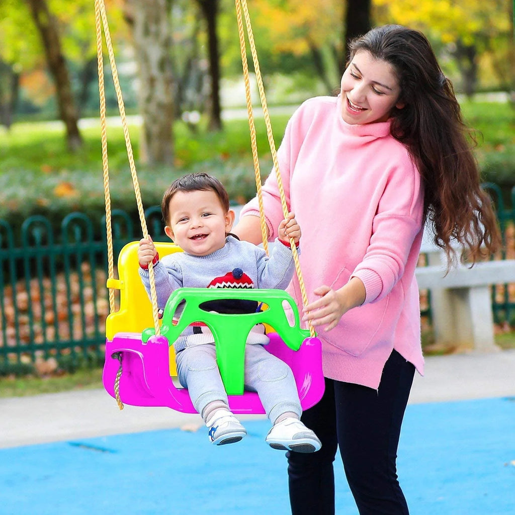 3-in-1 Kids Swing Seat with High Back and T-Bar Light Green N933