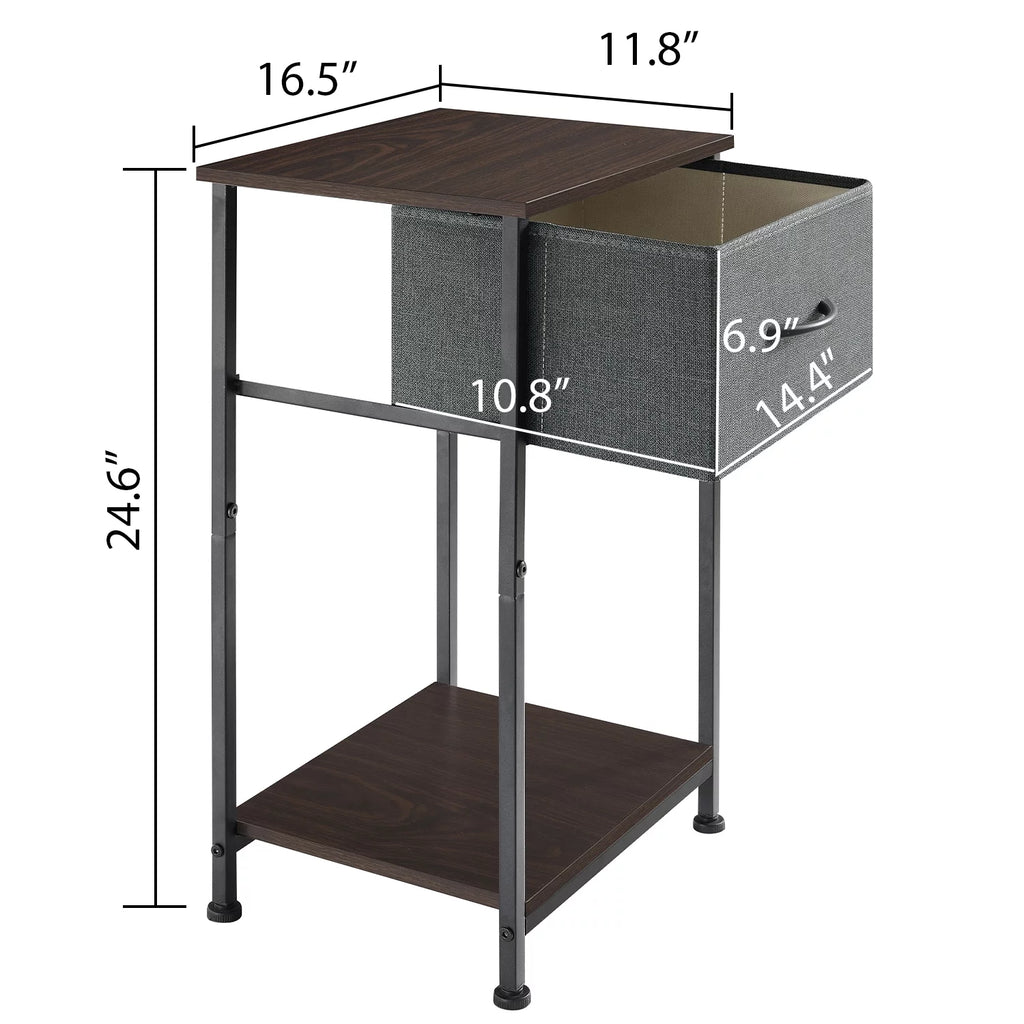 Small Nightstand with Drawer and Storage Shelf T459255