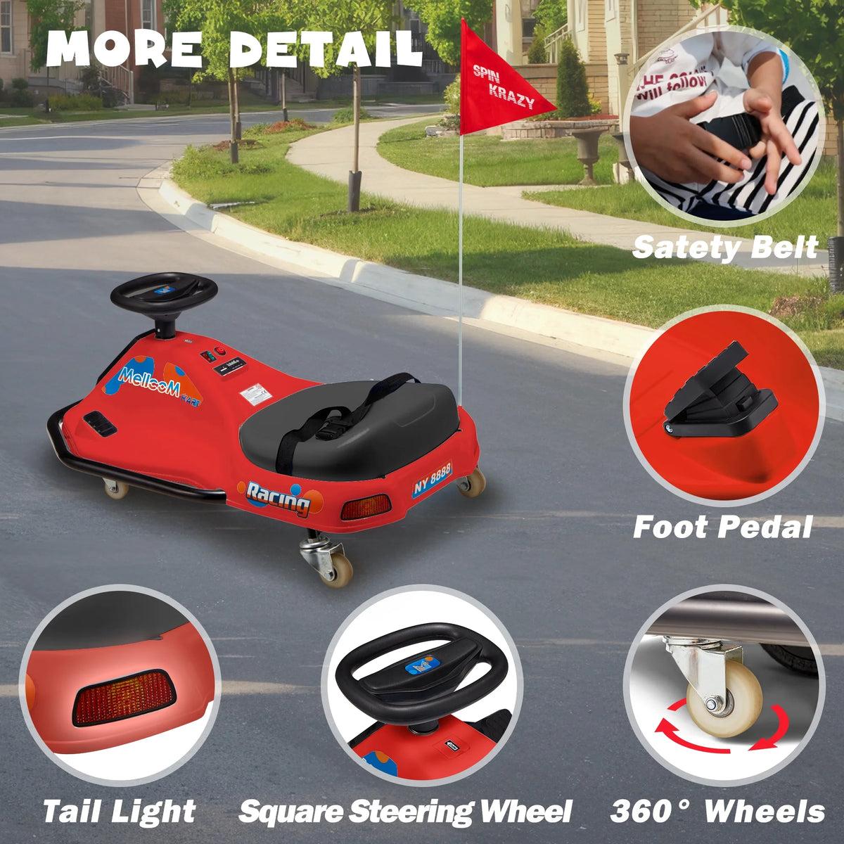 Kids Ride on Drift Car, Electric Drifting Go-Kart with 2 Speeds, Blue P551