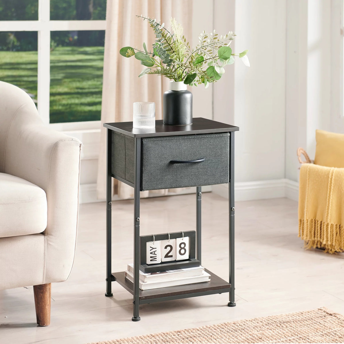 Small Nightstand with Drawer and Storage Shelf T459255
