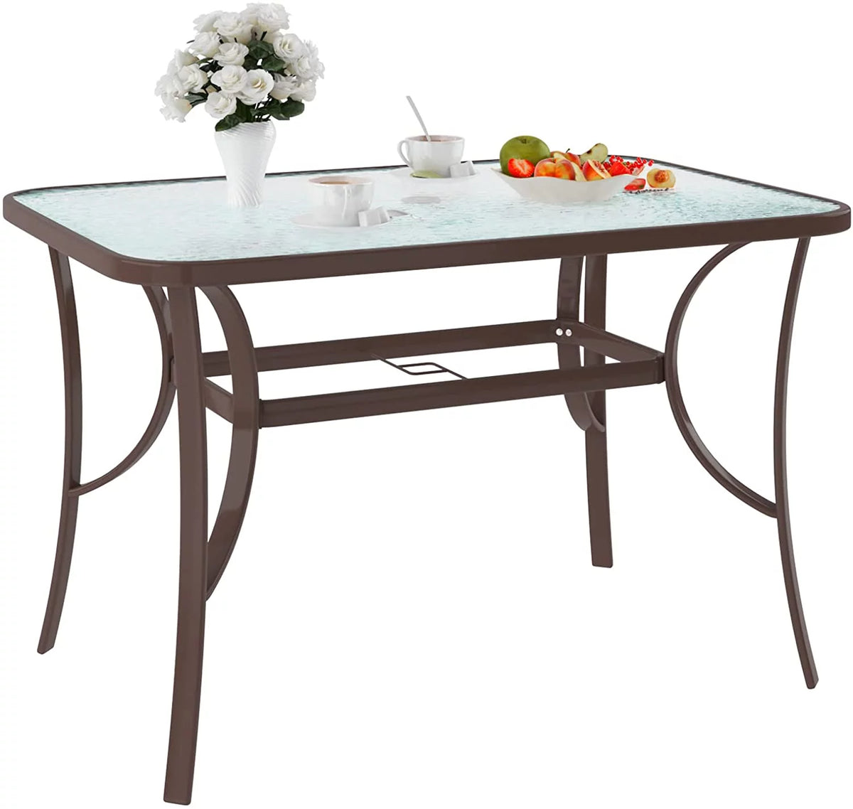 Black 47 inch Tempered Glass Patio Dining Table P984141