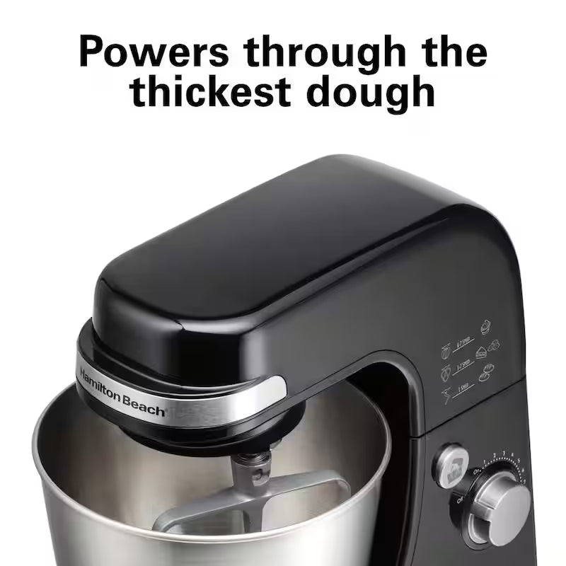 Black 4 qt. 7-speed Stand Mixer with Dough Hook, Whisk and Flat Beater Attachments J35689