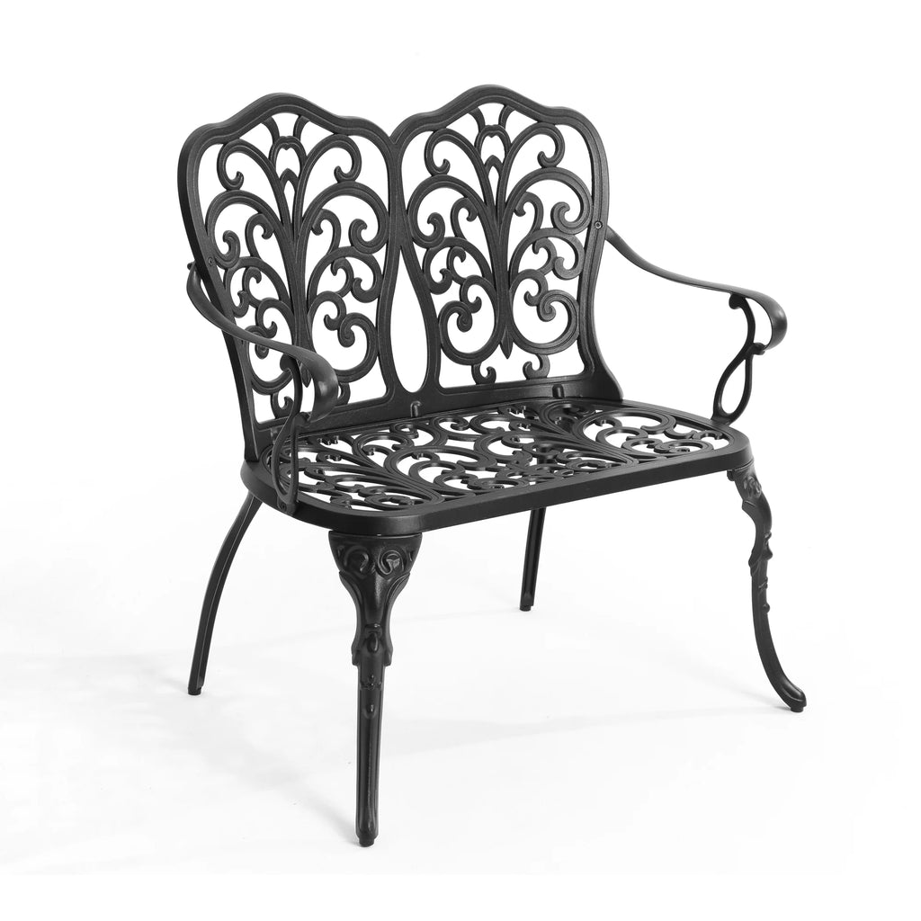 Black Cast Aluminium Garden Bench I73414