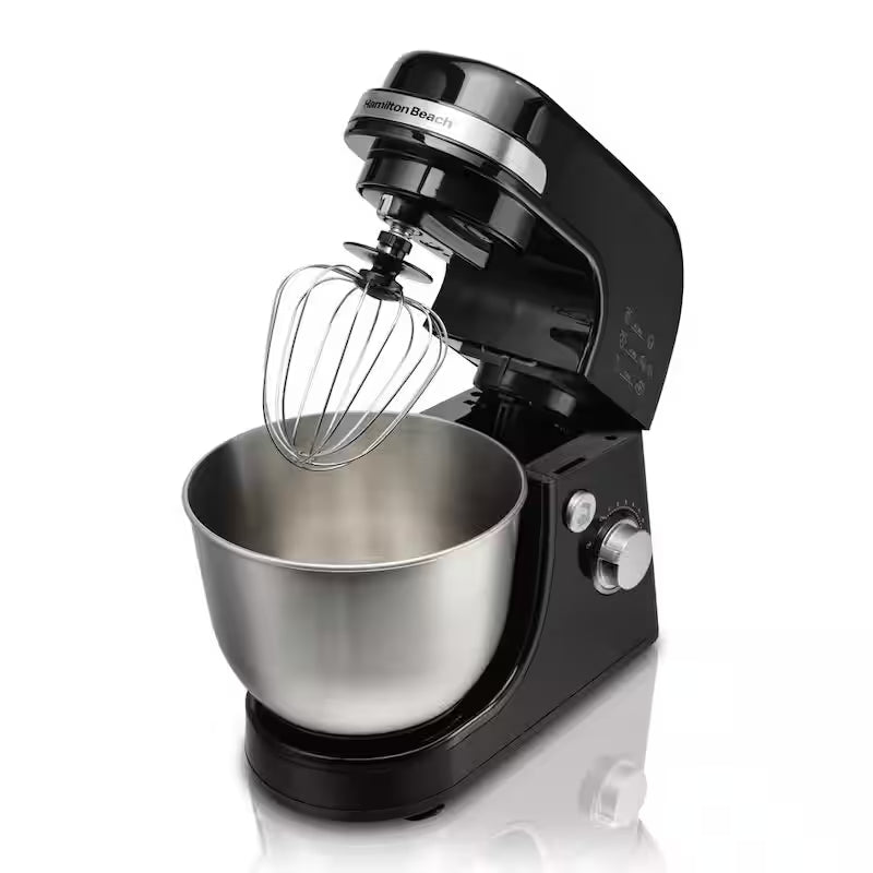 Black 4 qt. 7-speed Stand Mixer with Dough Hook, Whisk and Flat Beater Attachments J35689