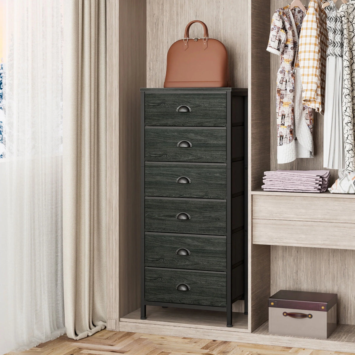 5 Drawer Dresser with Fabric Bins X1756