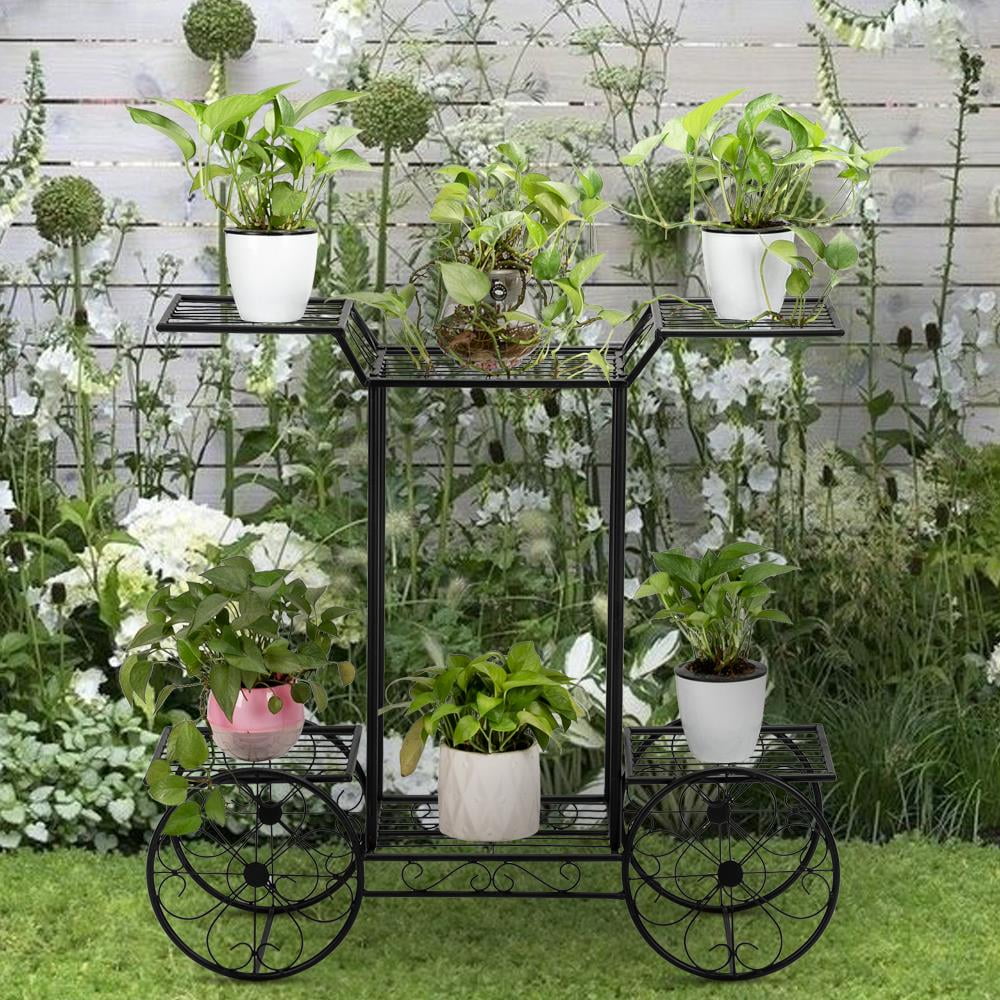6-Tier Black Metal Plant Stand O64020