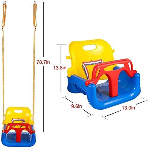 3-in-1 Kids Swing Seat with High Back and T-Bar Light Green N933