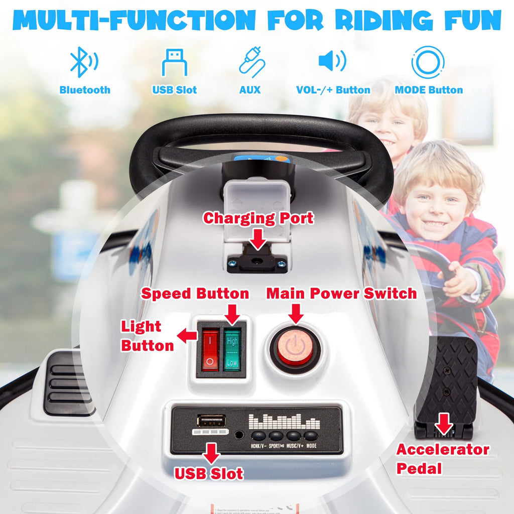 Kids Ride on Drift Car, Electric Drifting Go-Kart with 2 Speeds, Blue P551