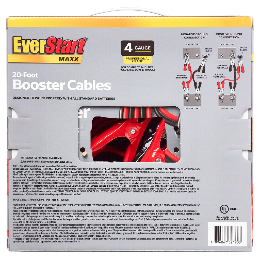 4-Gauge 20-Foot Booster Cables M9943