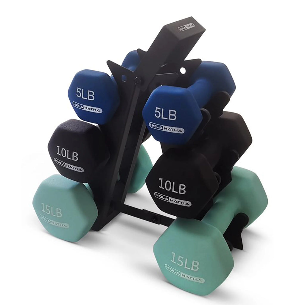 3, 5, and 8 Pound Dumbbell Hand Weight Set with Storage Rack C650486