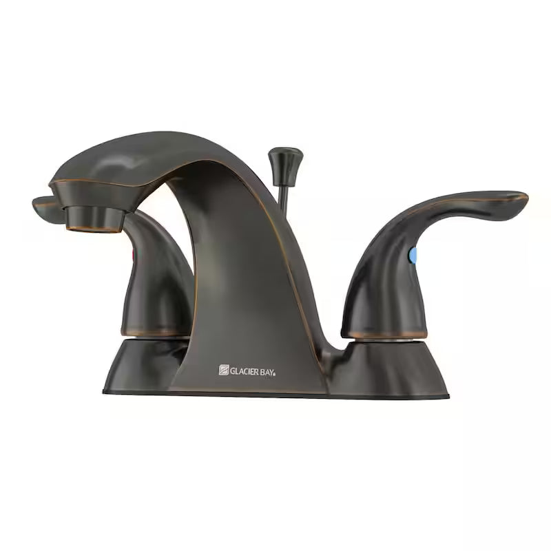 4 in. Double Handle Low-Arc Bathroom Faucet in Bronze B60553