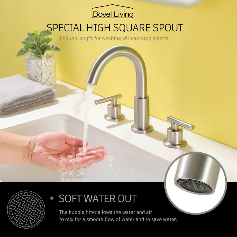 Brushed Nickel 2-Handle Bathroom Faucet W62853
