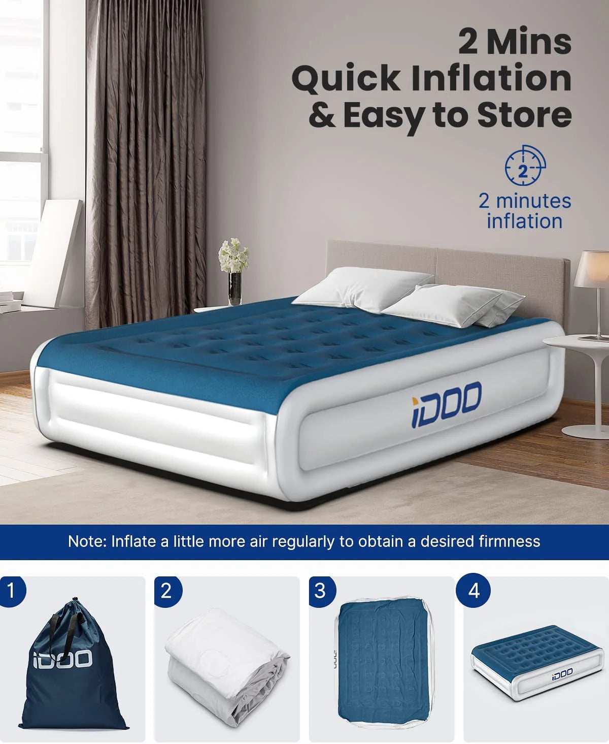 Queen Size Inflatable Air Mattress with Built-In Pump E543445