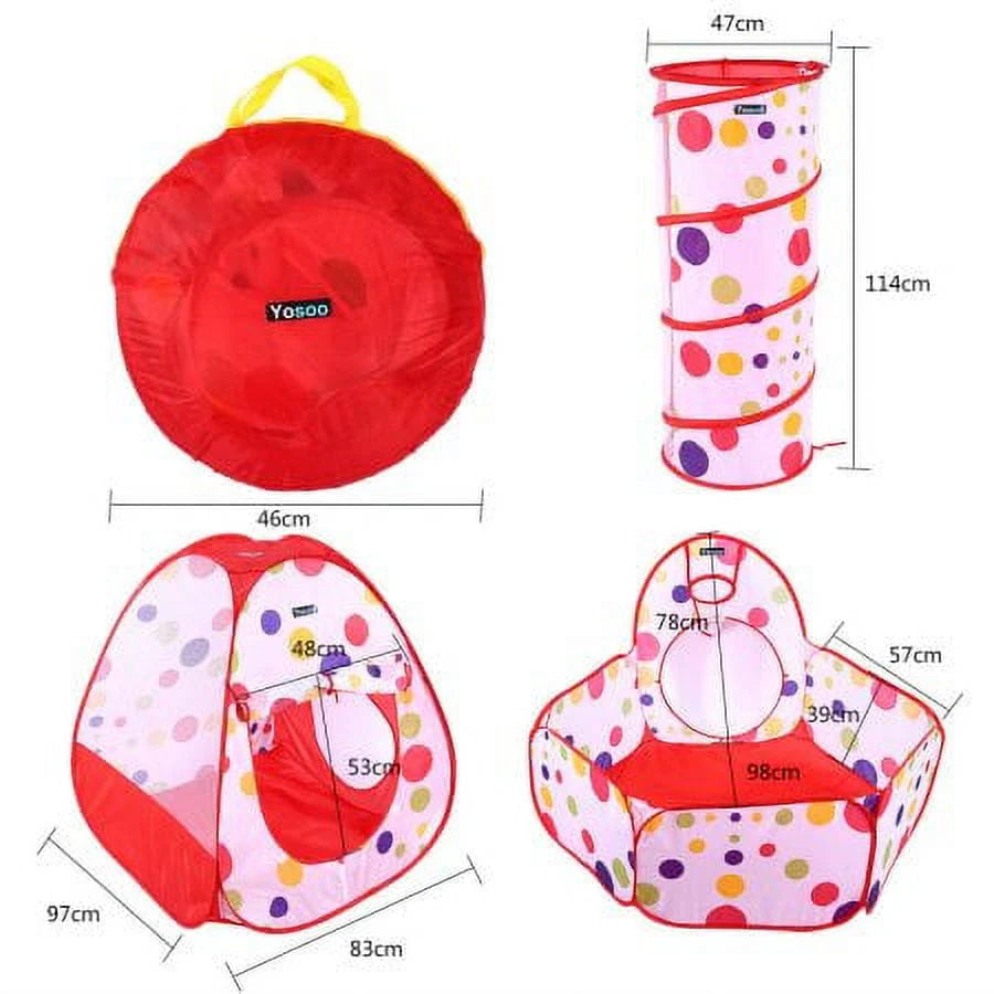 Kids Play Tent with Tunnel and Ball Pit D488907