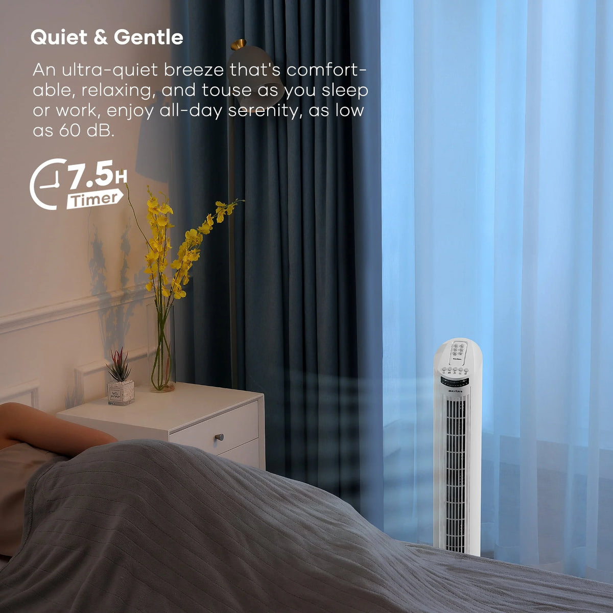 White 30 Tower Fan with Remote Control 3 Speeds E631