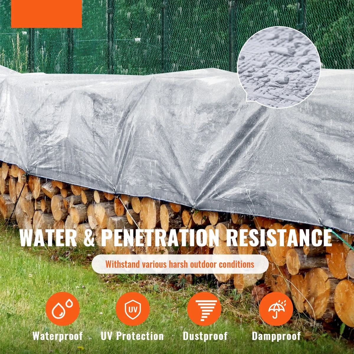 12 x 20 ft Heavy Duty Waterproof Plastic Tarp J98834